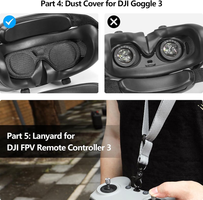 FPVtosky 6-IN-1 Avata 2 Accessories Kit, Avata 2 Hard Case, Gimbal Bumper, 5pack ND Filter Set, Goggle 3 Dust Cover, Neck Lanyard, Battery Digital Sticker for DJI Avata2 Drone Combo Accessories - Image 5